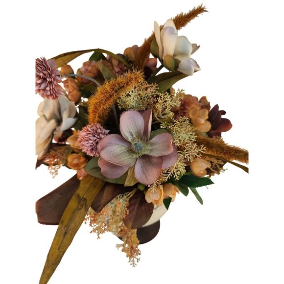 Magnolia Fall Floral Arrangement In Ornate Ceramic Vase Made by Flower Barn - Picture 16 of 16